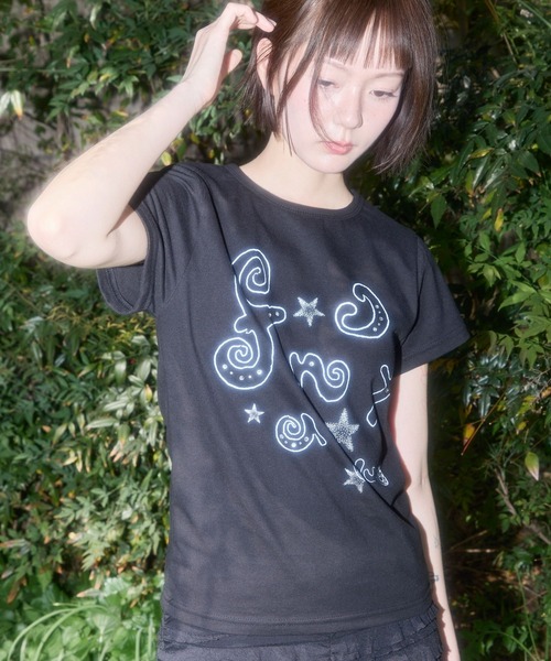ALAND tシャツ 半袖 FANCY CLUB／グリッターロゴTEE レディース