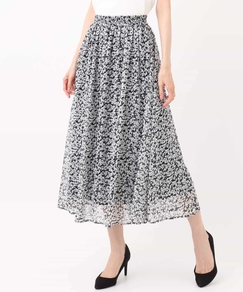 未使用　定価9.1万 クリスチャンワイナンツ シルク混　マキシスカート花柄 36 MK MICHEL KLEIN（エムケー ミッシェルクラン） スカート 小花柄