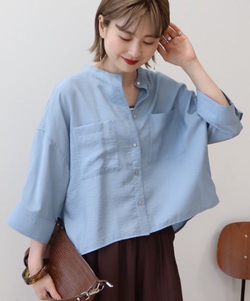AMERICAN HOLIC ブラウス シャツ 接触冷感Wポケット5分袖