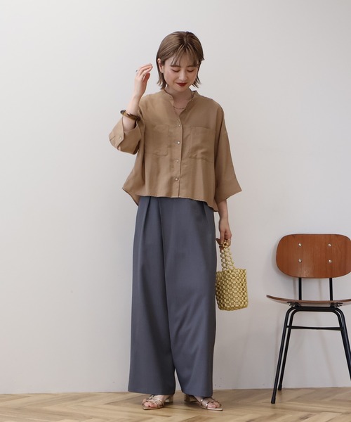 ブラウス シャツ 「接触冷感」ショートシャツジャケット レディース AMERICAN HOLIC ブラウス シャツ 接触冷感Wポケット5分袖