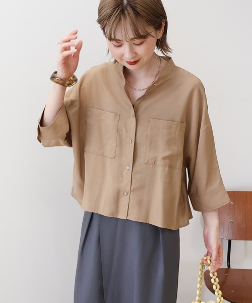 AMERICAN HOLIC ブラウス シャツ 接触冷感Wポケット5分袖