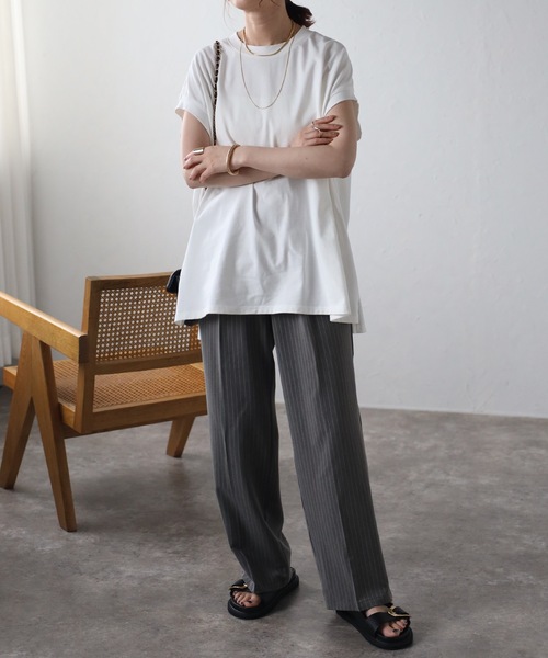 Sphalla ホワイト カットソー 半袖 SLY tシャツ SHIRRING CUT TOPS シャーリング カット トップス