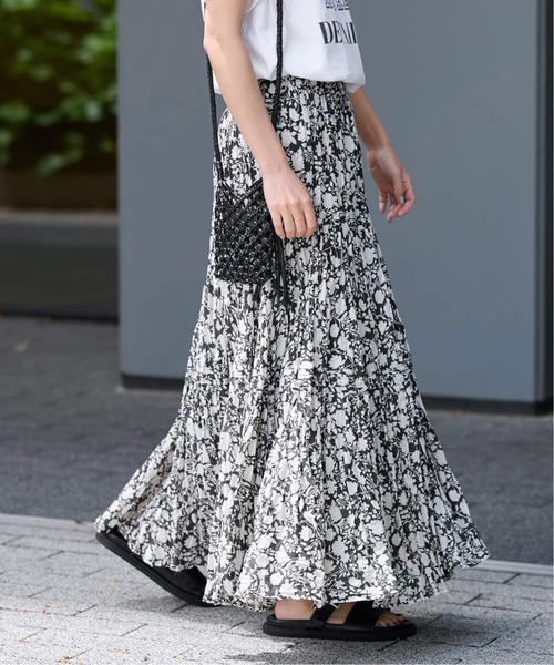 relume コットンボイルクリンクルティアードスカート 花柄　グリーン JOURNAL STANDARD relume（ジャーナルスタンダード レリューム