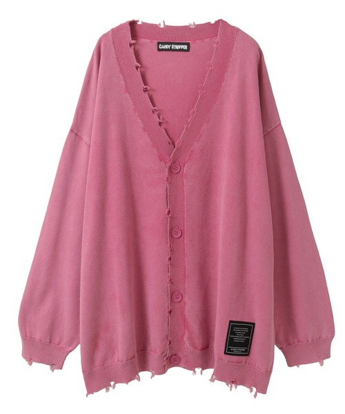 カーディガン PIGMENT DAMAGE KNIT カーディガン レディース メンズ
