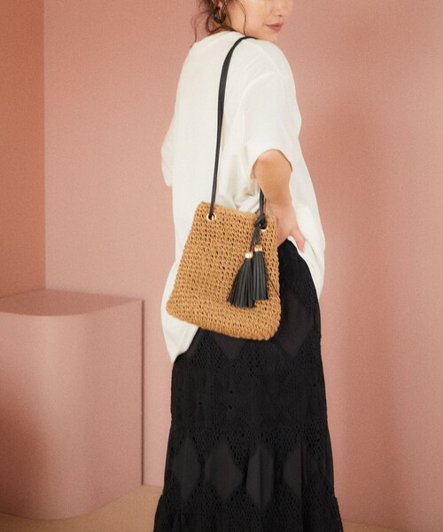 Ｓ ベージュかごバッグ ベージュ 大きめ かごバッグ カゴバック ストローバッグ S ビニール （ カゴバッグ かご