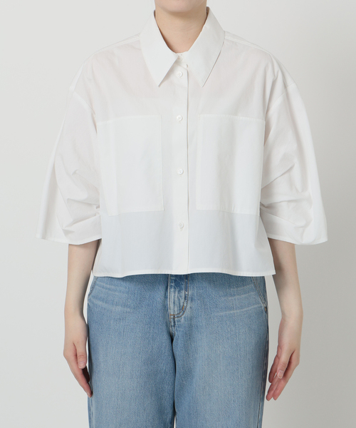IENA イエナ maison FABRICAクロップドシャツ ホワイト IENA（イエナ）の「《追加4》FABRICA クロップドシャツ（シャツ