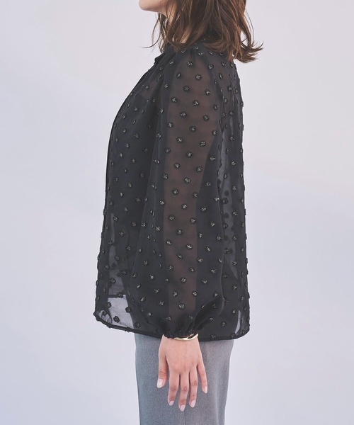 Sirin ブラウス シャツ ラメカットジャカードシアーブラウス