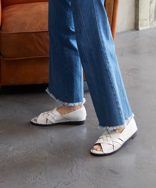 「ing」 フラットサンダル 22.5cm ブラック レディース_画像6