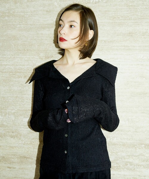 Ray BEAMS ブラウス シャツ RBS / カットレース ビッグカラー Ray BEAMS ブラウス シャツ RBS / カットレース ビッグカラー