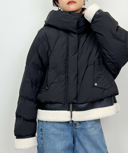 【 】レディースダウンジャケット LUGIVA（ルギヴァ） ダウンコート ダウンジャケット ムートン切り替え