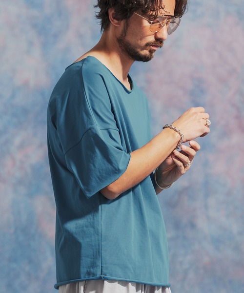 「Jih Nunc」 半袖Tシャツ L ターコイズブルー メンズ_画像3