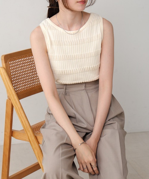 「Bab」 ノースリーブニット FREE ベージュ レディース_画像5