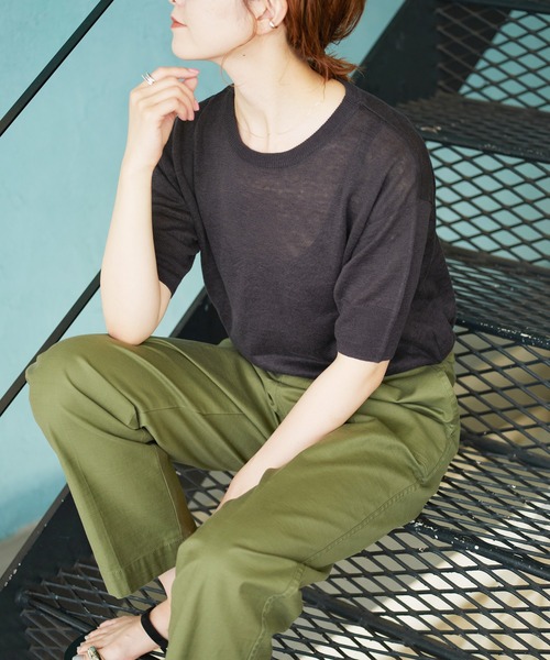 「Spick & Span」 半袖ニット FREE イエロー レディース_画像2