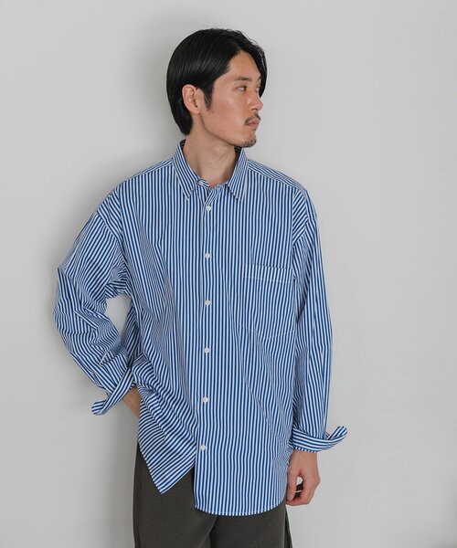 「THOMAS MASON」 長袖シャツ LARGE ダークブルー メンズ_画像5