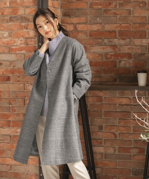 「GLOBAL WORK」 ノーカラーコート LARGE ベージュ レディース_画像3