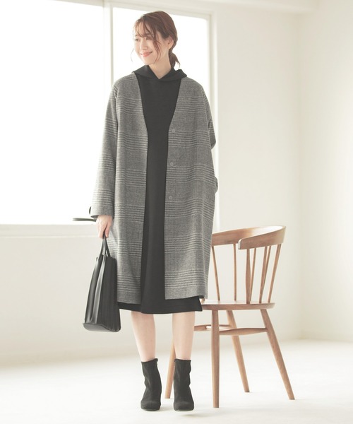 「GLOBAL WORK」 ノーカラーコート LARGE ベージュ レディース_画像5