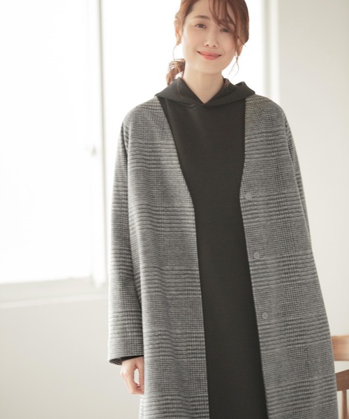 「GLOBAL WORK」 ノーカラーコート LARGE ベージュ レディース_画像6