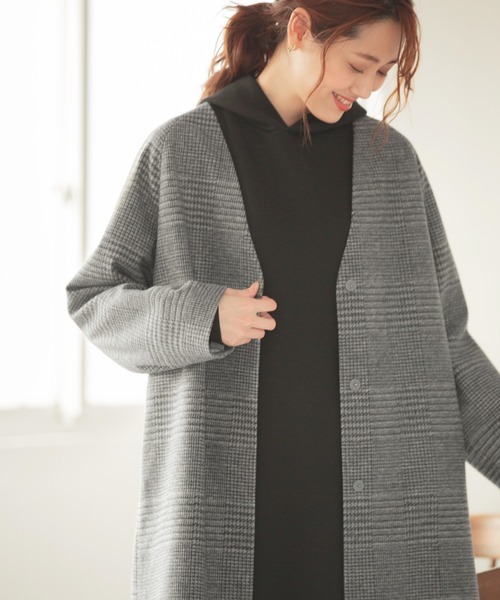 「GLOBAL WORK」 ノーカラーコート LARGE ベージュ レディース_画像7