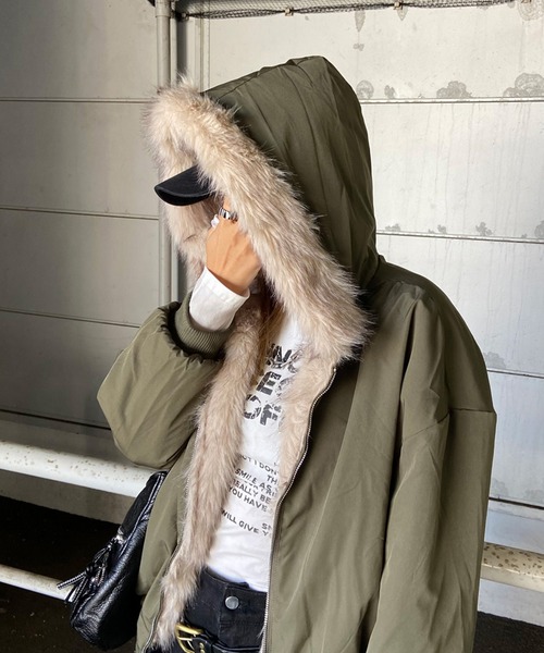 non-hedge（ノンヘッジ） ma1 ma-1 リバーシブルフェイクファーフード