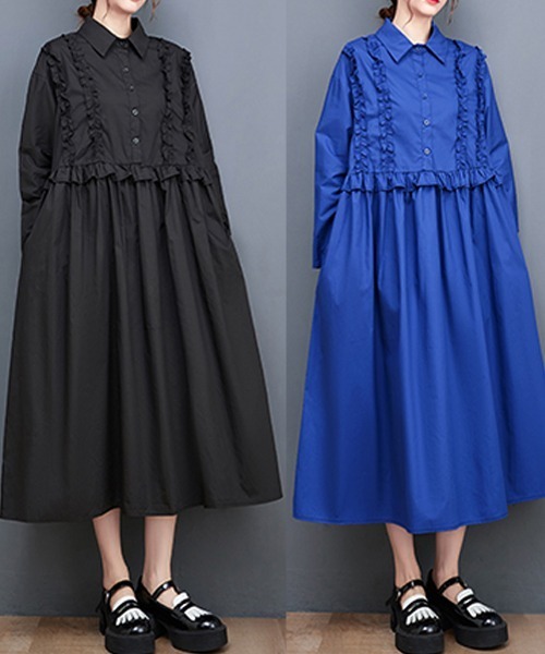 「Dream garden」 長袖ワンピース FREE ブルー レディース_画像3