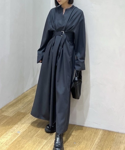 パーティードレス ワンピース バックルベルトワンピースの画像