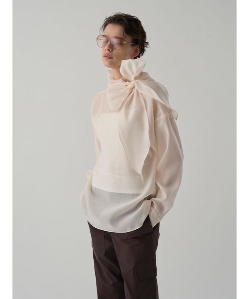 Henon. ブラウス シャツ 2WAY SHEER TIE BLOUSE レディース : ZOZOTOWN 