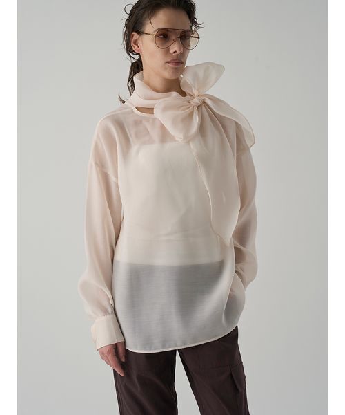 Henon. ブラウス シャツ 2wayシアーボウタイブラウス レディース 