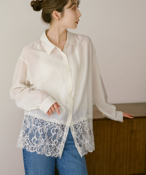 ♡ひとみん♡NOBLE シアーオーガンジーフレアブラウス　ノーブル ♡ひとみん♡様専用NOBLE シアーオーガンジーフレアブラウス ノーブル