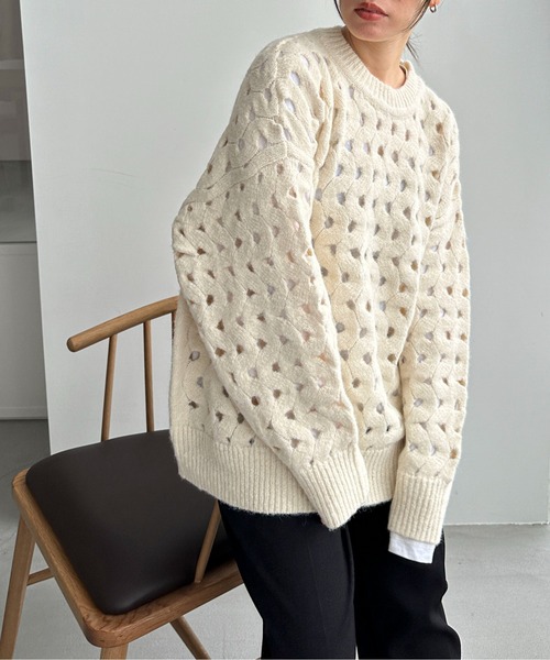 「feepur」 長袖ニット MEDIUM グレー レディース_画像3