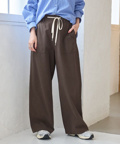 ワイドパンツ チノパン タック入りワイドチノパン レディース
