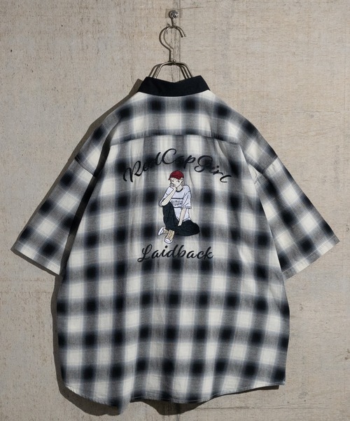 「JOHN'S CLOSET」 「red cap girl」半袖シャツ LARGE ブルー メンズ_画像3