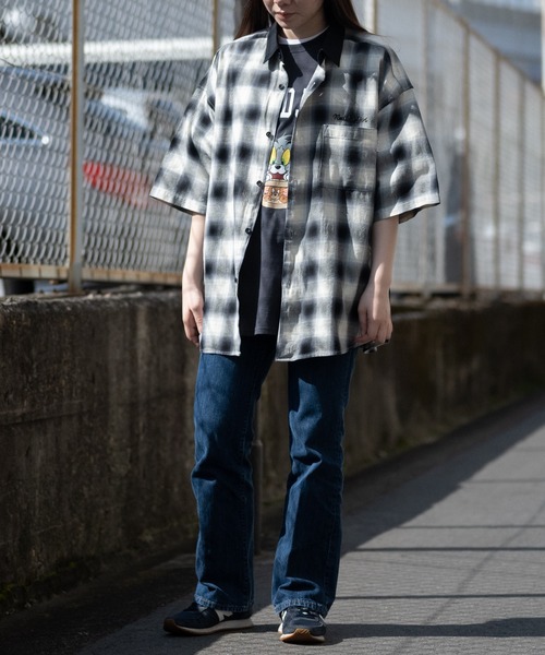 「JOHN'S CLOSET」 「red cap girl」半袖シャツ LARGE ブルー メンズ_画像4
