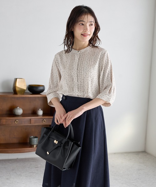 Honeys（ハニーズ） ブラウス シャツ 6分袖ピンタックブラウス