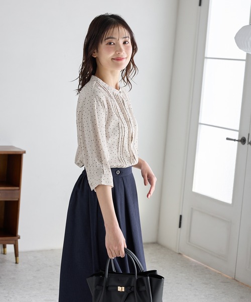 Honeys（ハニーズ） ブラウス シャツ 6分袖ピンタックブラウス