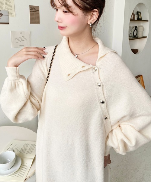 「moment+」 ニットワンピース M チャコールグレー レディース_画像9