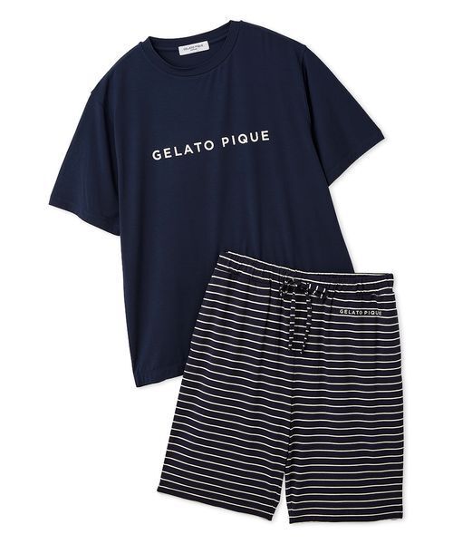 レーヨンロゴ セットアップ 新品未使用 ジェラートピケ gelato pique（ジェラートピケ） レーヨンロゴTシャツ&ボーダーロング