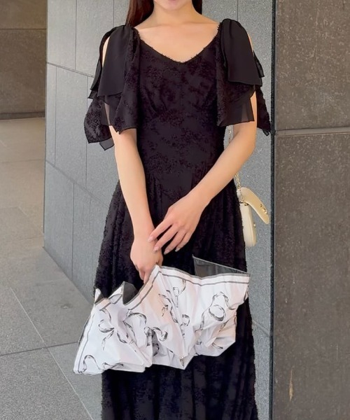 ワンピース リボンジャガードワンピースの画像