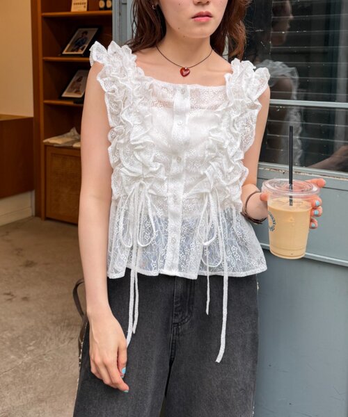 w closet（ダブルクローゼット） ブラウス シャツ 「レース素材が新