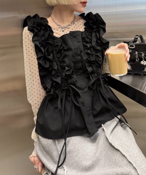 w closet（ダブルクローゼット） ブラウス シャツ 「レース素材が新