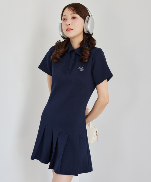 「one after another NICE CLAUP」 半袖ワンピース FREE ネイビー レディース_画像9