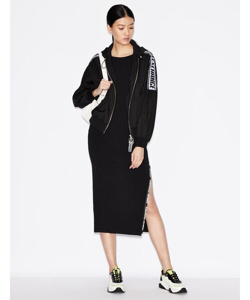 「ARMANI EXCHANGE」 7分袖ワンピース MEDIUM ブラック レディース_画像2