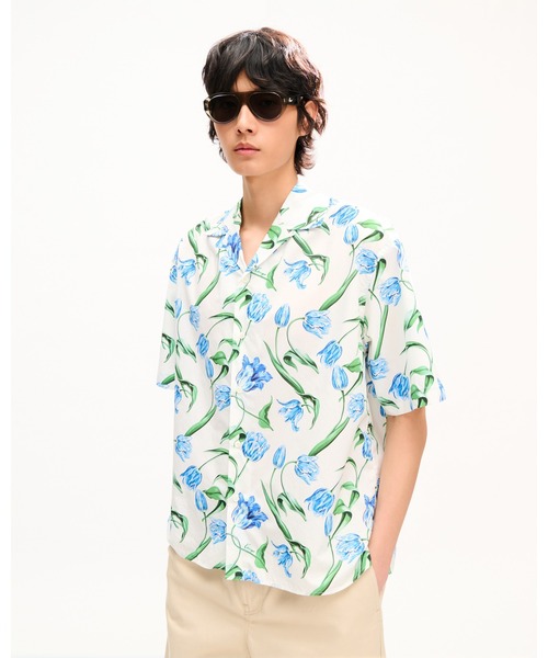 シャツ 'KENZO Tulip' ハワイアン ショートスリーブ シャツ イン コットン メンズの画像