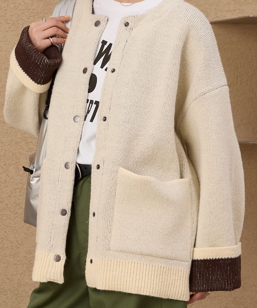 「THE CRAFT CREW PRODUCTS」 ニットカーディガン FREE ネイビー レディース_画像5