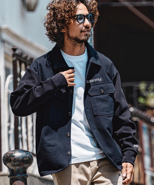 シャツ ms6560- Scuba×Woven Combo Shirt Jacket シャツジャケット(F26A070) メンズの画像