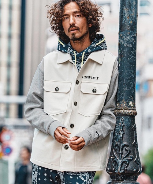 シャツ ms6560- Scuba×Woven Combo Shirt Jacket シャツジャケット(F26A070) メンズの画像