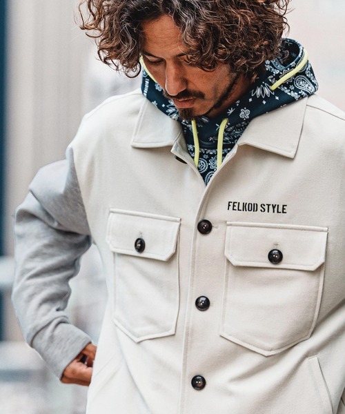 シャツ ms6560- Scuba×Woven Combo Shirt Jacket シャツジャケット(F26A070) メンズの画像