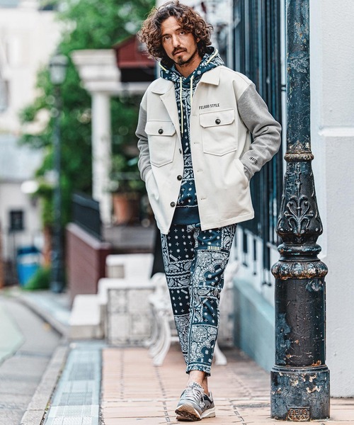 シャツ ms6560- Scuba×Woven Combo Shirt Jacket シャツジャケット(F26A070) メンズの画像