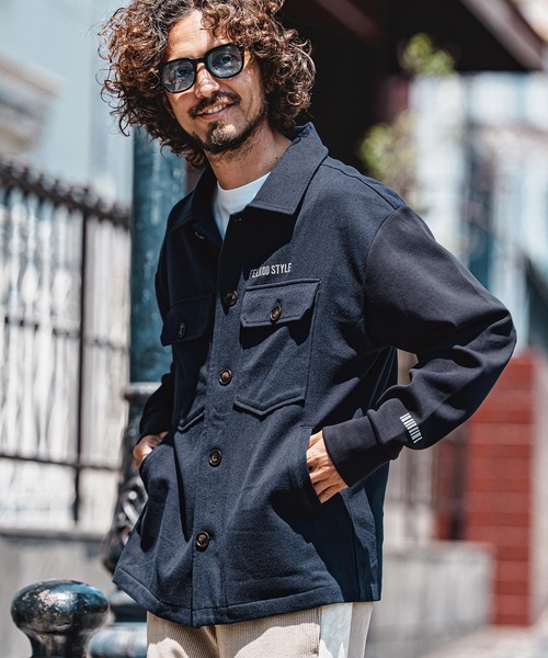 シャツ ms6560- Scuba×Woven Combo Shirt Jacket シャツジャケット(F26A070) メンズの画像
