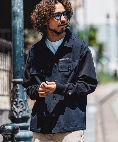 シャツ ms6560- Scuba×Woven Combo Shirt Jacket シャツジャケット(F26A070) メンズの画像