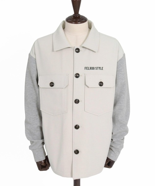シャツ ms6560- Scuba×Woven Combo Shirt Jacket シャツジャケット(F26A070) メンズの画像